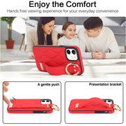For iPhone 12 mini Non-slip Full Coverage Ring PU Phone Case with Wristband(Red)