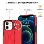 For iPhone 12 mini Non-slip Full Coverage Ring PU Phone Case with Wristband(Red)