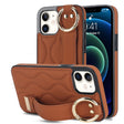 For iPhone 12 mini Non-slip Full Coverage Ring PU Phone Case with Wristband(Brown) - free shipping - PMC TechLife - Order now!