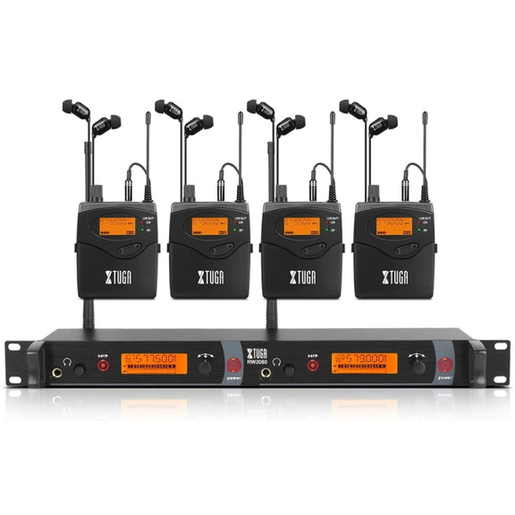 XTUGA RW2080 UHF Wireless Stage Singer In-Ear Monitor System 4 BodyPacks(AU Plug)