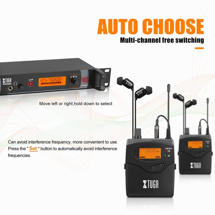XTUGA RW2080 UHF Wireless Stage Singer In-Ear Monitor System 5 BodyPacks(EU Plug)
