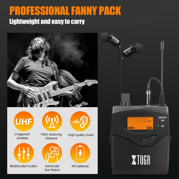 XTUGA RW2080 UHF Wireless Stage Singer In-Ear Monitor System 4 BodyPacks(EU Plug)