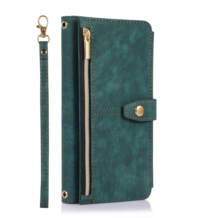 For Google Pixel 7a Dream 9-Card Wallet Zipper Bag Leather Phone Case(Green)