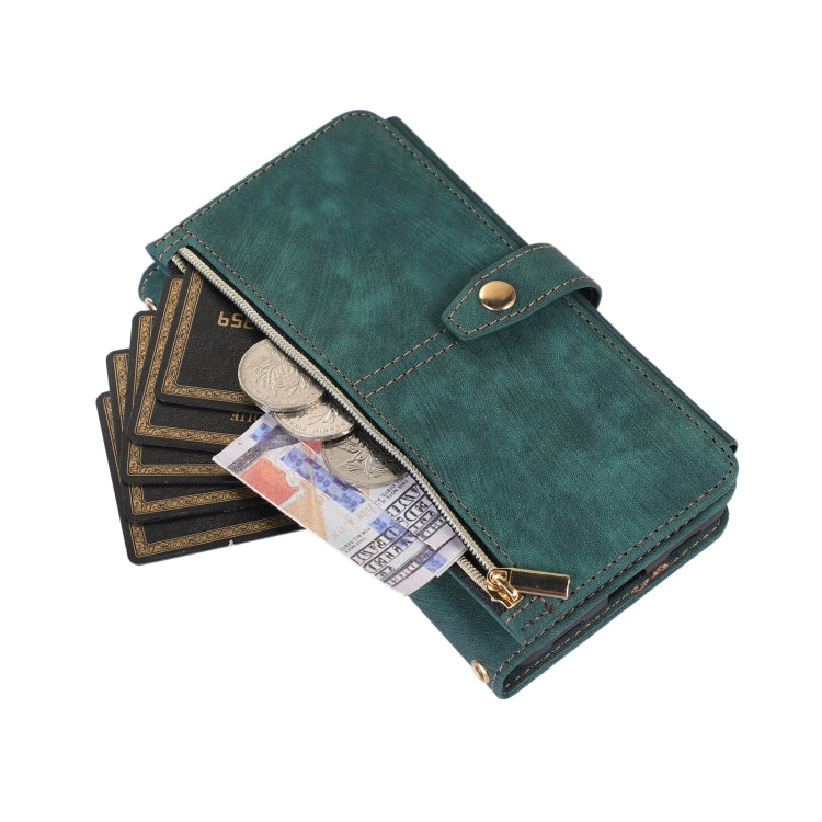 For Google Pixel 7a Dream 9-Card Wallet Zipper Bag Leather Phone Case(Green)