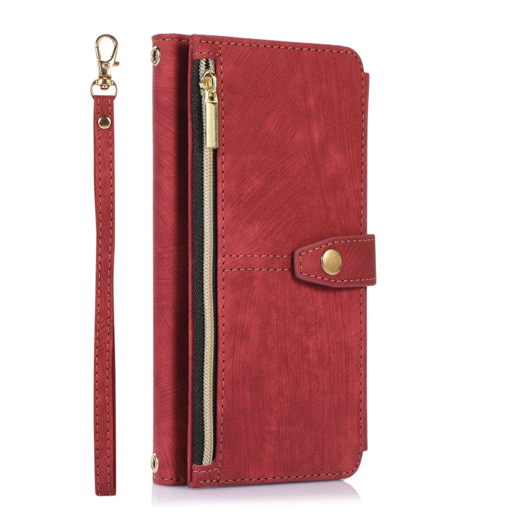For Google Pixel 7a Dream 9-Card Wallet Zipper Bag Leather Phone Case(Red)