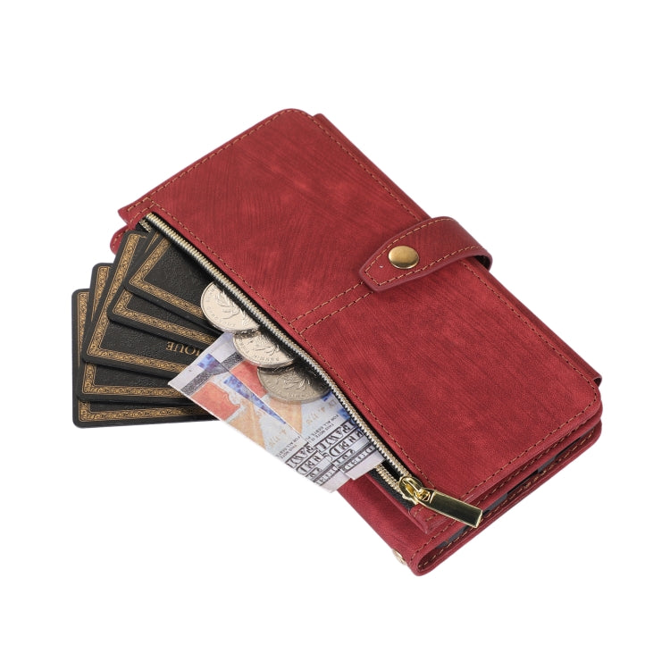 For Google Pixel 7a Dream 9-Card Wallet Zipper Bag Leather Phone Case(Red)