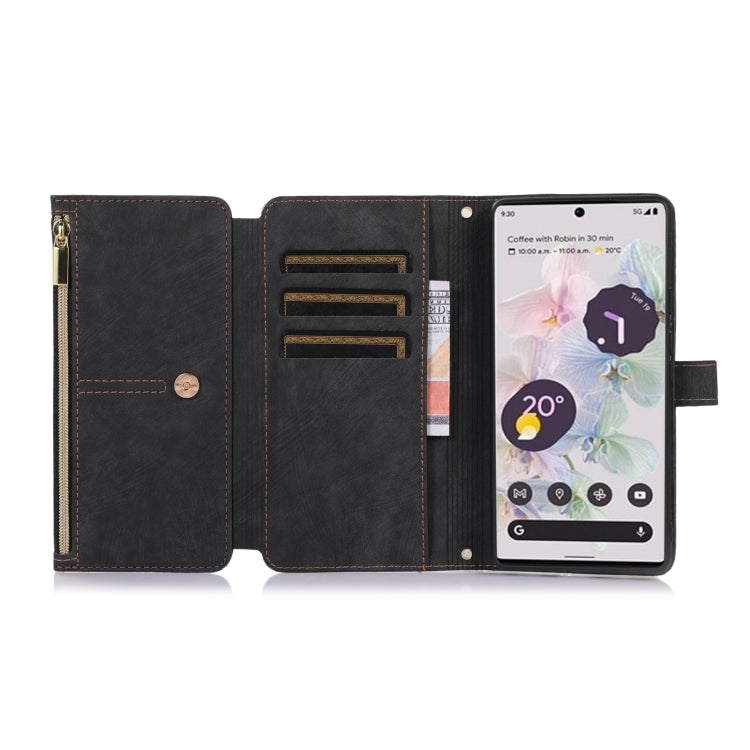 For Google Pixel 7a Dream 9-Card Wallet Zipper Bag Leather Phone Case(Black)