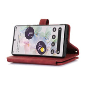For Google Pixel 6a Dream 9-Card Wallet Zipper Bag Leather Phone Case(Red)