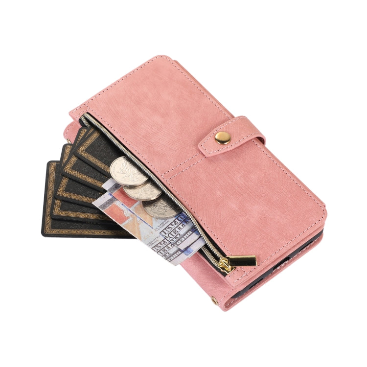 For Google Pixel 6a Dream 9-Card Wallet Zipper Bag Leather Phone Case(Pink)