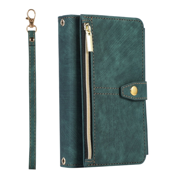 For Google Pixel Fold Dream 9-Card Wallet Zipper Bag Leather Phone Case(Green)