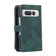 For Google Pixel Fold Dream 9-Card Wallet Zipper Bag Leather Phone Case(Green)