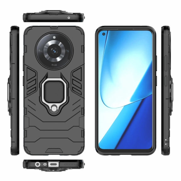 For Realme 11 Magnetic Ring Holder PC + TPU Phone Case(Black)