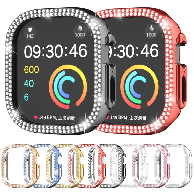 For Apple Watch Ultra 2 / Ultra 49mm Double Row Diamond Hollow PC Watch Case(Pink)