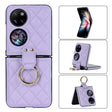For Huawei P50 Pocket Rhombic Microfiber Folding Phone Case with Ring(Purple) - Huawei Cases by PMC TechLife | Online Shopping South Africa | PMC TechLife | Buy Now Pay Later Mobicred