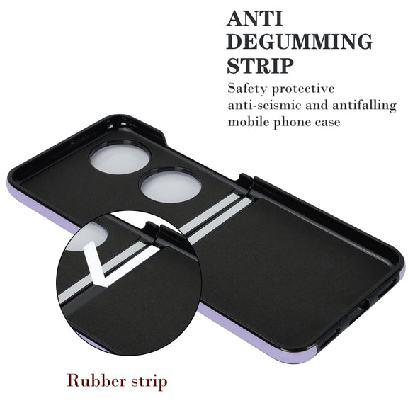For Huawei P50 Pocket Rhombic Microfiber Folding Phone Case with Ring(Purple)