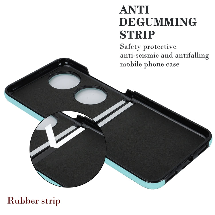 For Huawei P50 Pocket Rhombic Microfiber Folding Phone Case with Ring(Blue)