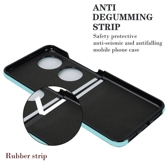 For Huawei P50 Pocket Rhombic Microfiber Folding Phone Case with Ring(Blue)