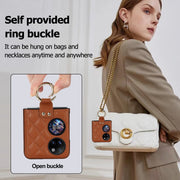For Huawei P50 Pocket Rhombic Microfiber Folding Phone Case with Ring(Brown)