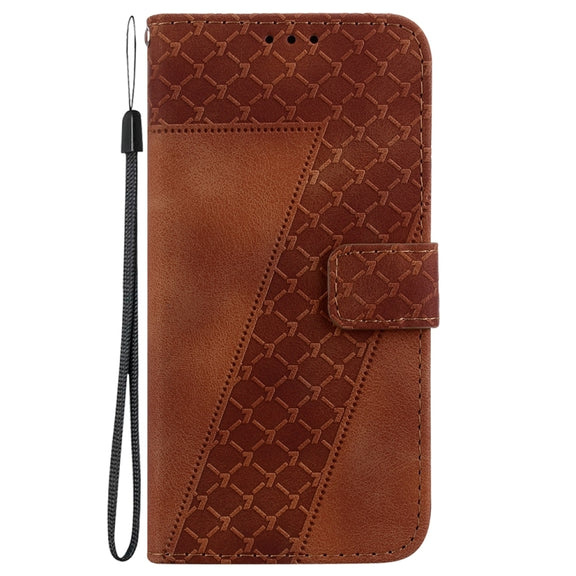 For Motorola Edge 2024 Seven-shaped Embossed Leather Phone Case(Brown)