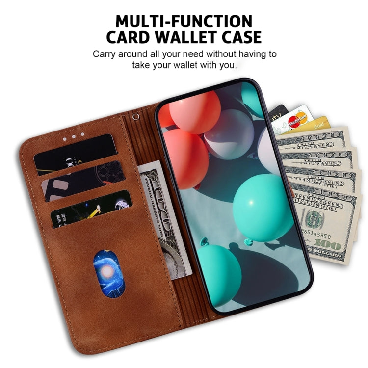 For Motorola Edge 2024 Seven-shaped Embossed Leather Phone Case(Brown)
