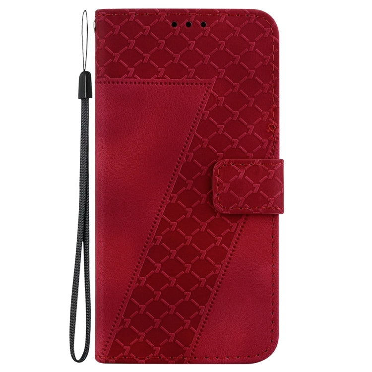 For Motorola Edge 2024 Seven-shaped Embossed Leather Phone Case(Red)