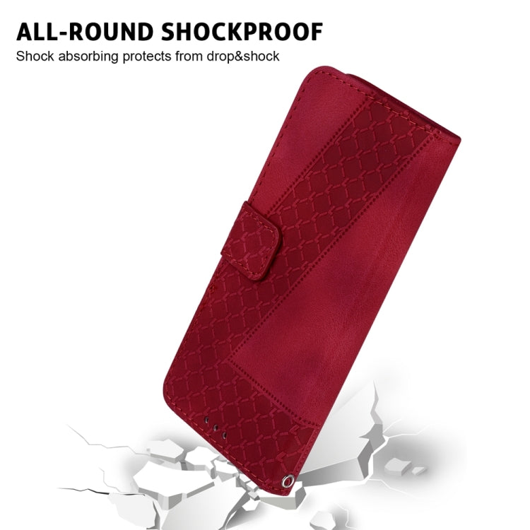 For Motorola Edge 2024 Seven-shaped Embossed Leather Phone Case(Red)