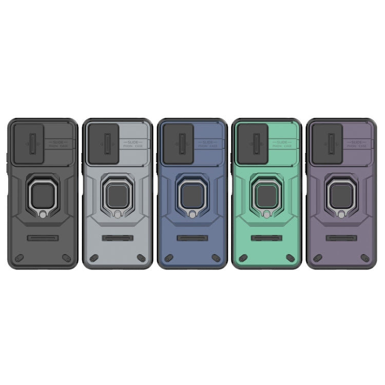 For Xiaomi Redmi Note 12 4G Global Sliding Camshield TPU + PC Shockproof Phone Case with Holder(Purple)