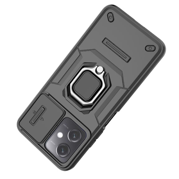 For Xiaomi Redmi Note 12 5G Global Sliding Camshield TPU + PC Shockproof Phone Case with Holder(Black)