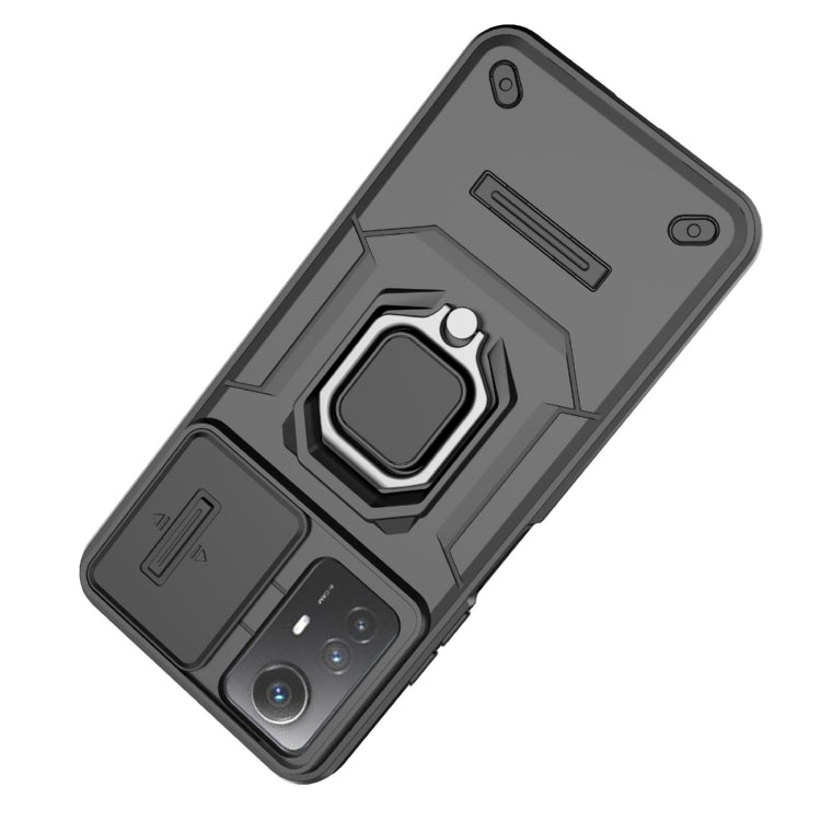 For Xiaomi Redmi Note 12S 4G Global Sliding Camshield TPU + PC Shockproof Phone Case with Holder(Purple)