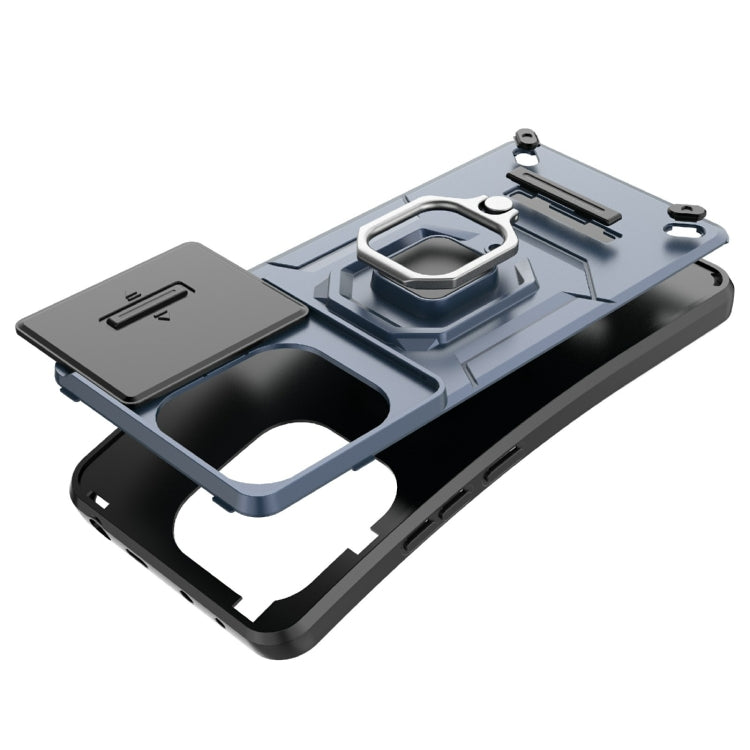 For Xiaomi Redmi Note 13 4G Global Sliding Camshield TPU + PC Shockproof Phone Case with Holder(Purple)