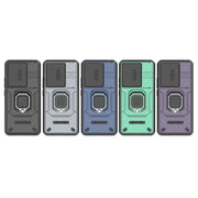 For Xiaomi Redmi Note 13 4G Global Sliding Camshield TPU + PC Shockproof Phone Case with Holder(Purple)
