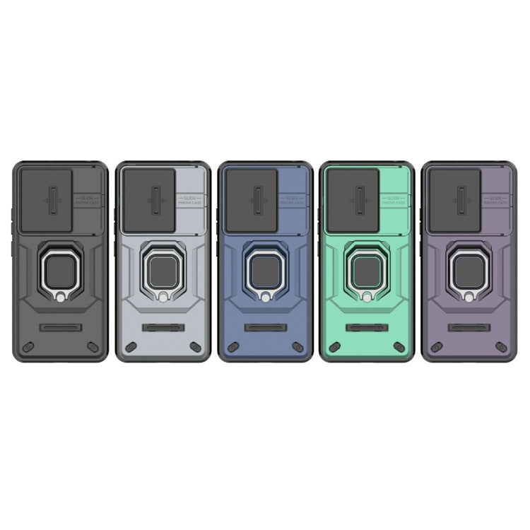 For Xiaomi Redmi Note 13 4G Global Sliding Camshield TPU + PC Shockproof Phone Case with Holder(Purple)