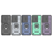 For Xiaomi Redmi Note 13R Pro 5G Sliding Camshield TPU + PC Shockproof Phone Case with Holder(Purple)