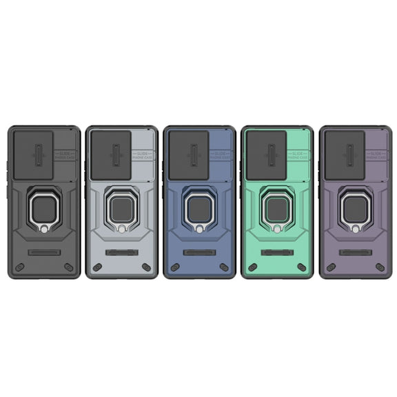 For Xiaomi Redmi Note 13 Pro 4G Global Sliding Camshield TPU + PC Shockproof Phone Case with Holder(Purple)