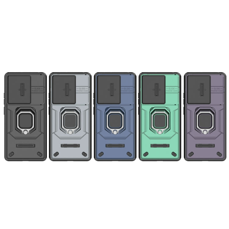 For Xiaomi Redmi Note 13 Pro 4G Global Sliding Camshield TPU + PC Shockproof Phone Case with Holder(Purple)