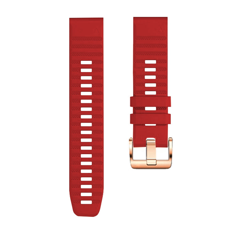 For Garmin Fenix 7S / 6S Pro / 5S Plus 20mm Rose Gold Buckle Quick Release Silicone Watch Band(Red)