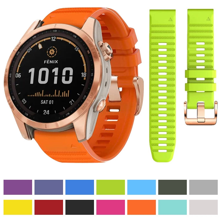 For Garmin Fenix 7S / 6S Pro / 5S Plus 20mm Rose Gold Buckle Quick Release Silicone Watch Band(Blue)