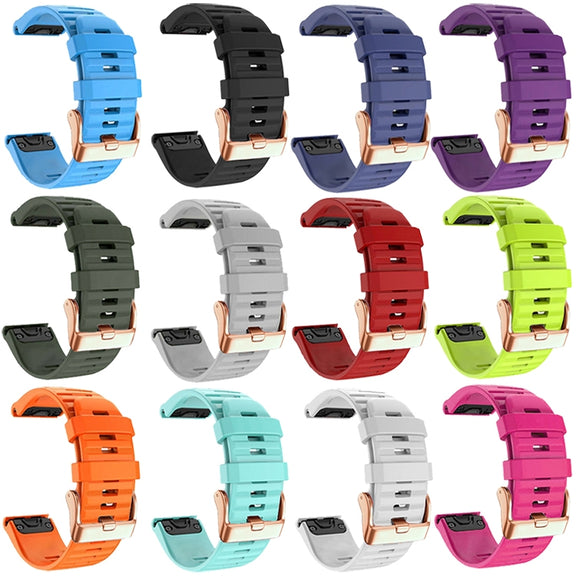 For Garmin Fenix 7S / 6S Pro / 5S Plus 20mm Rose Gold Buckle Quick Release Silicone Watch Band(Midnight Blue)