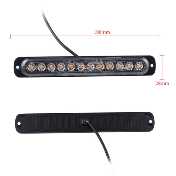 DC12V-24V / 36W Car Truck Emergency Strobe Flash Warning Light 12LEDs Long Ultra-thin Side Lights(Red + White + Red)