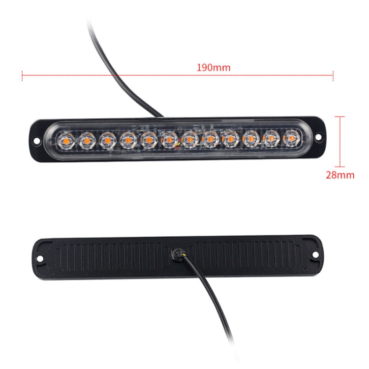 DC12V-24V / 36W Car Truck Emergency Strobe Flash Warning Light 12LEDs Long Ultra-thin Side Lights(Red + White + Red)