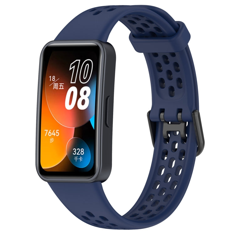 For Huawei Band 10 / 9 / 8 Solid Color Breathable Silicone Watch Band(Midnight Blue)