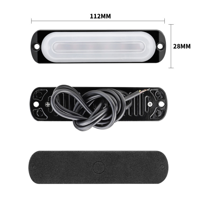 DC12V-24V / 18W Car Truck Emergency Strobe Flash Warning Light 6LEDs Ultra-thin Side Lights(Red)