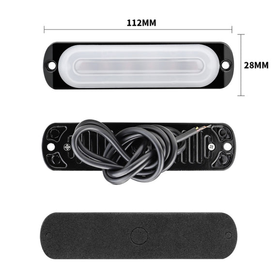 DC12V-24V / 18W Car Truck Emergency Strobe Flash Warning Light 6LEDs Ultra-thin Side Lights(Red)