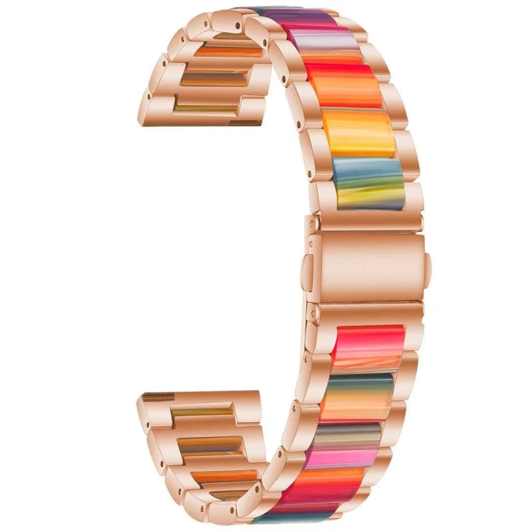 For Samsung Galaxy Watch 6 / 6 Classic Three Bead Resin Metal Watch Band(Rose Gold Rainbow)