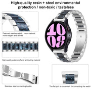 For Samsung Galaxy Watch 6 / 6 Classic Three Bead Resin Metal Watch Band(Silver Blue)