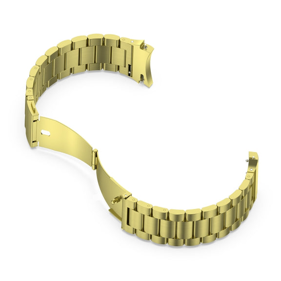 For Samsung Galaxy Watch 6 / 6 Classic Three Bead Stainless Steel Watch Band(Gold)