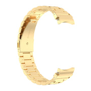 For Samsung Galaxy Watch 6 / 6 Classic Three Bead Stainless Steel Watch Band(Bright Gold)