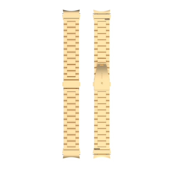 For Samsung Galaxy Watch 6 / 6 Classic Three Bead Stainless Steel Watch Band(Bright Gold)