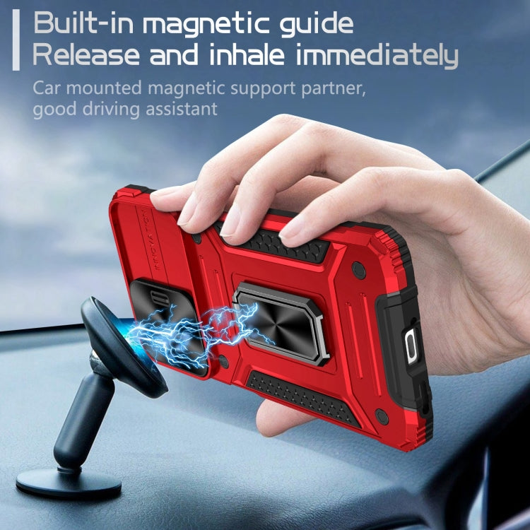 For Redmi Note 12 Pro Global Camshield Robot TPU Hybrid PC Phone Case(Red)