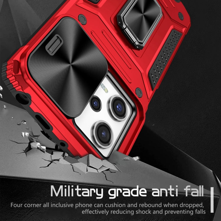 For Redmi Note 12 Pro Global Camshield Robot TPU Hybrid PC Phone Case(Red)